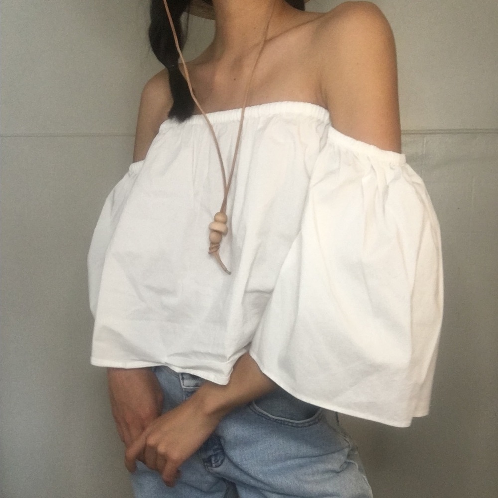 off the shoulder blouse in white color